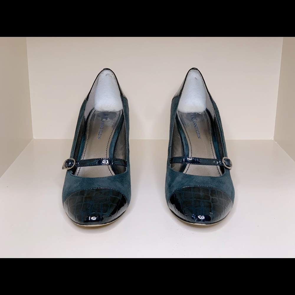 AK Anne Klein navy leather and suede